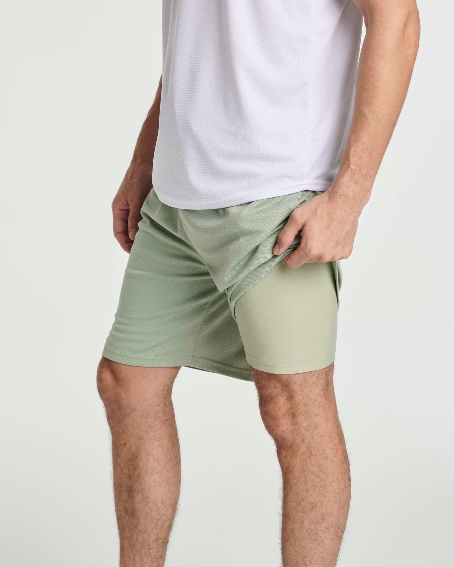 Real Essentials 3 Pack: Men's 2 in 1 Mesh 7" Running Workout Gym Shorts with Compression Liner (Available in Big & Tall)