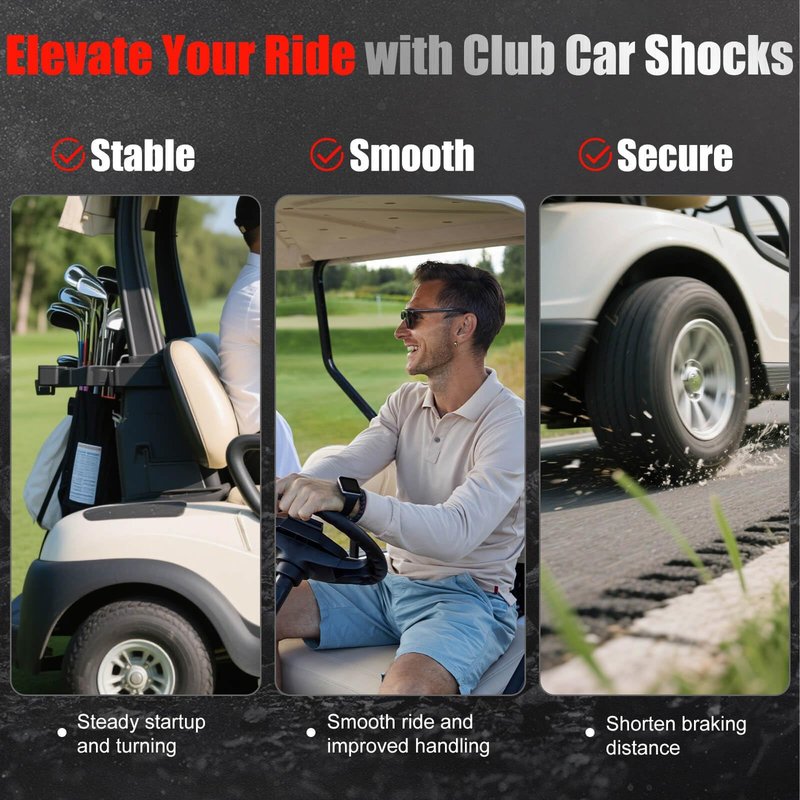 4 Pcs Club Car Shocks Front and Rear Golf Cart Shocks for Club Car DS G&E 1988-2007, Precedent G&E 2004 up, Tempo 2018 up OEM 1014235, 1014236, 1010991, 1015813, 1013164