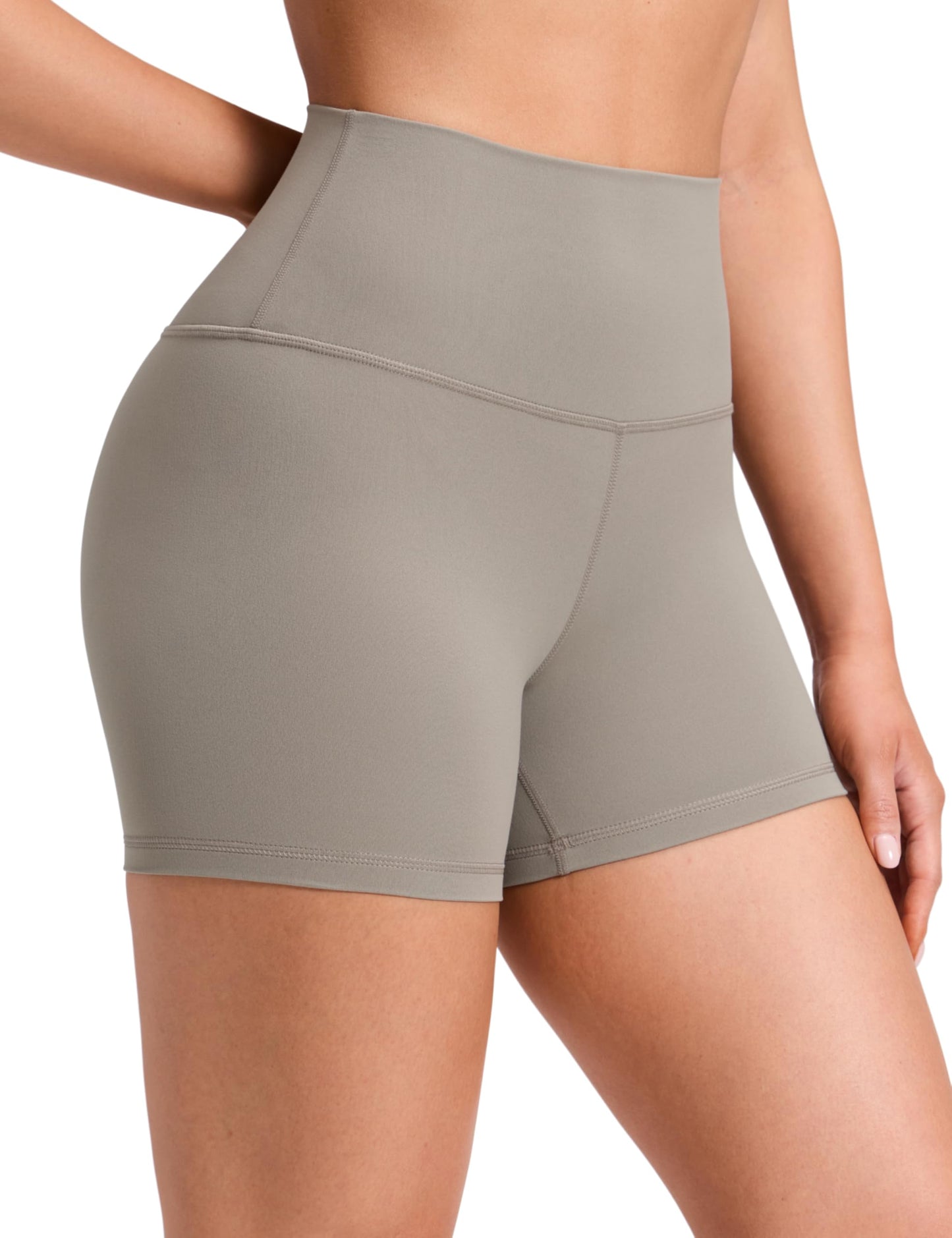 CRZ YOGA Butterluxe Biker Shorts 4'' - High Waisted Booty Workout Volleyball Yoga Womens Spandex Warm Ash Grey Large