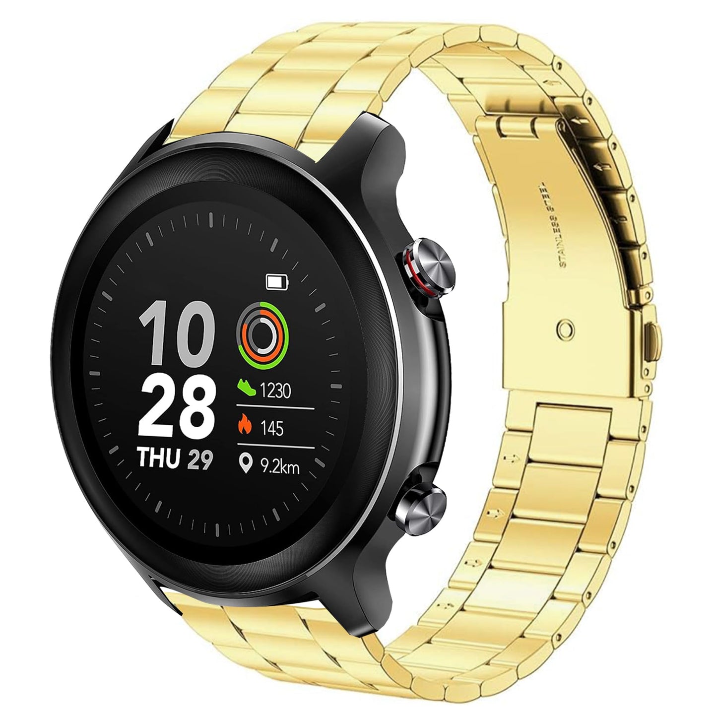 Lamshaw Compatible for Cubitt CT4 Smart Watch Band, 22mm Quick Release Stainless Steel Metal Replacement Straps Compatible with Cubitt CT4 / CT4 GPS / CT2Pro Max Smart Watch (Gold), ONESIZE