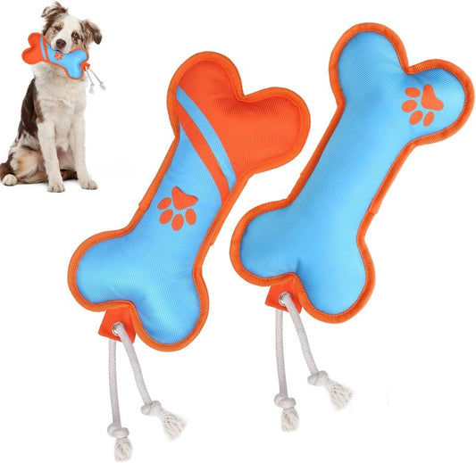 BINGPET Dog Pool Floating Toys - Durable Bone Shaped Squeaky Chew Toys for Summer Fun | 2-Pack