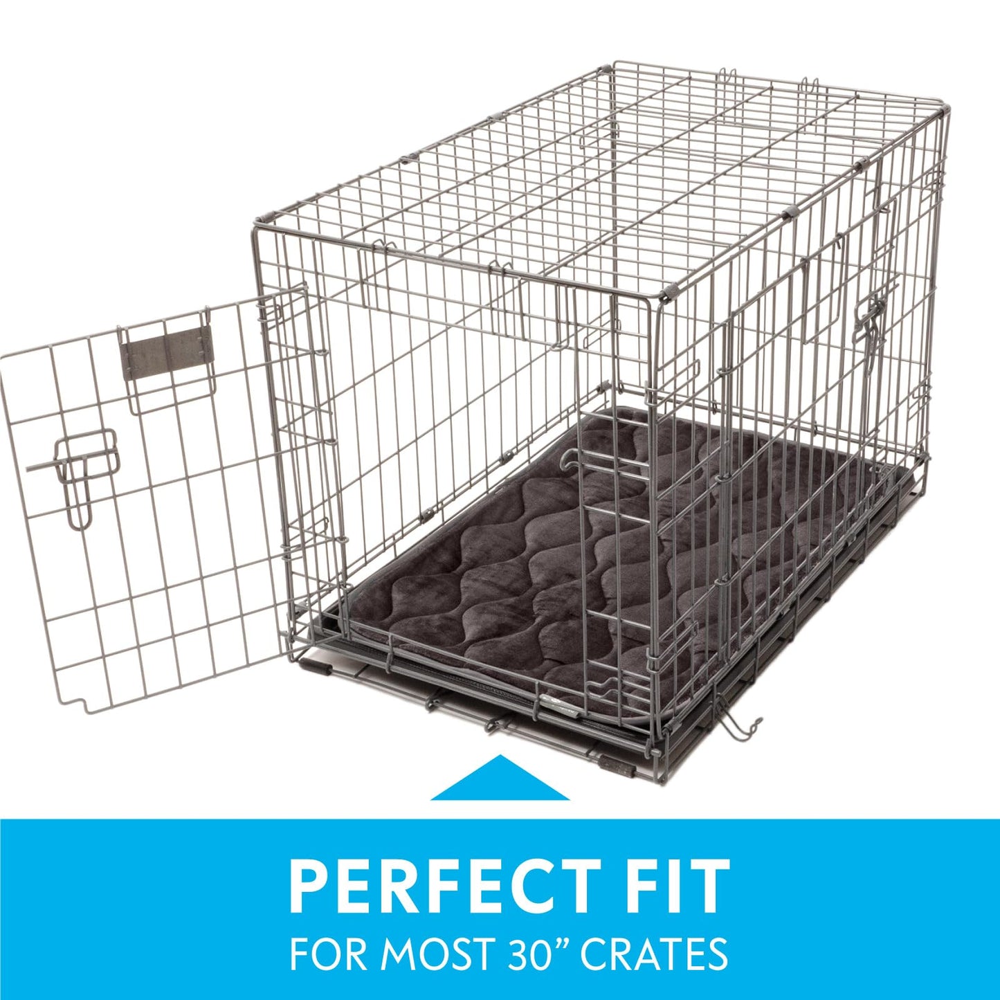 Paw Inspired Washable Padded Crate Mats for Dogs, Gray, 29x18 Inch