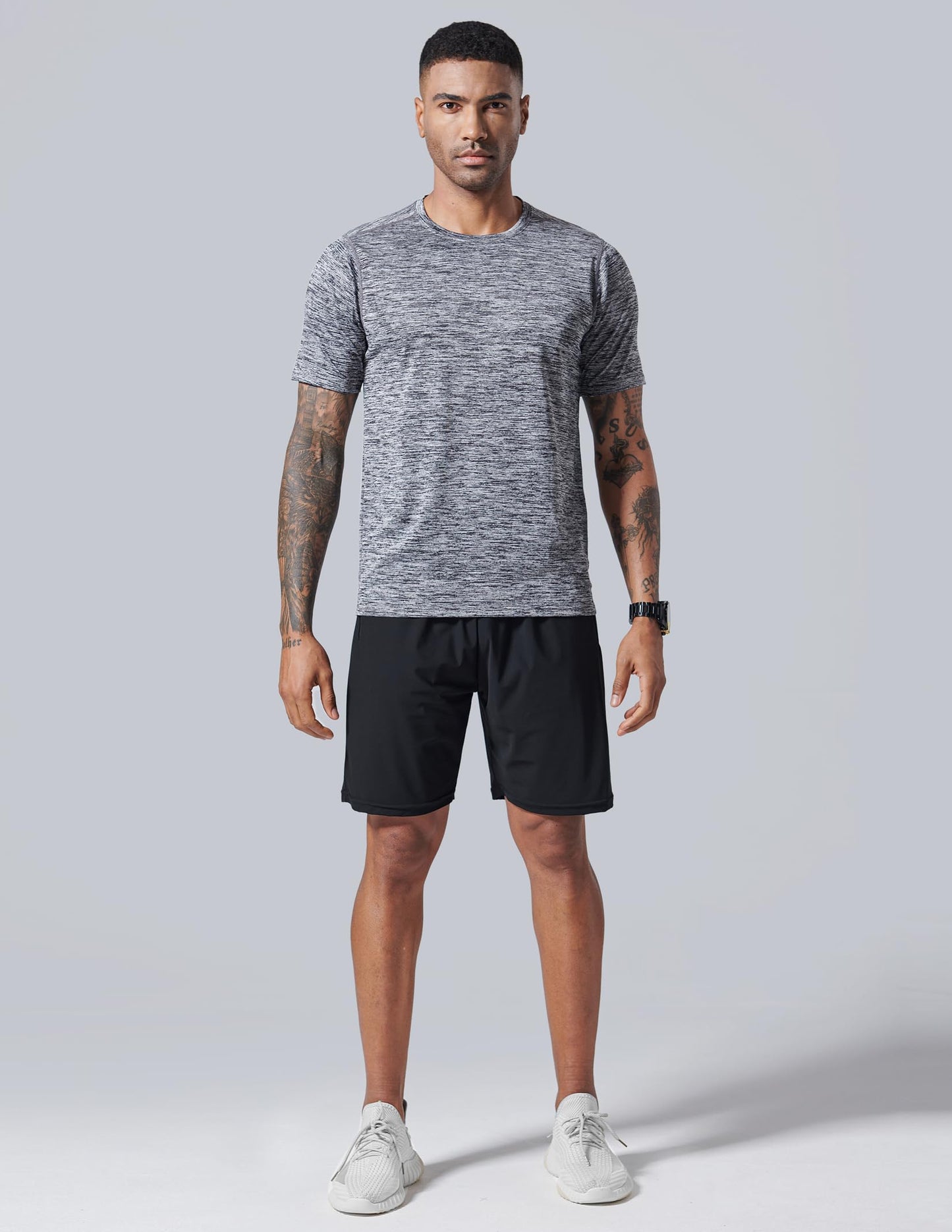 5 Pack Men’s Active Quick Dry Crew Neck T Shirts | Athletic Running Gym Workout Short Sleeve Tee Tops Bulk (Set 1, XX-Large)