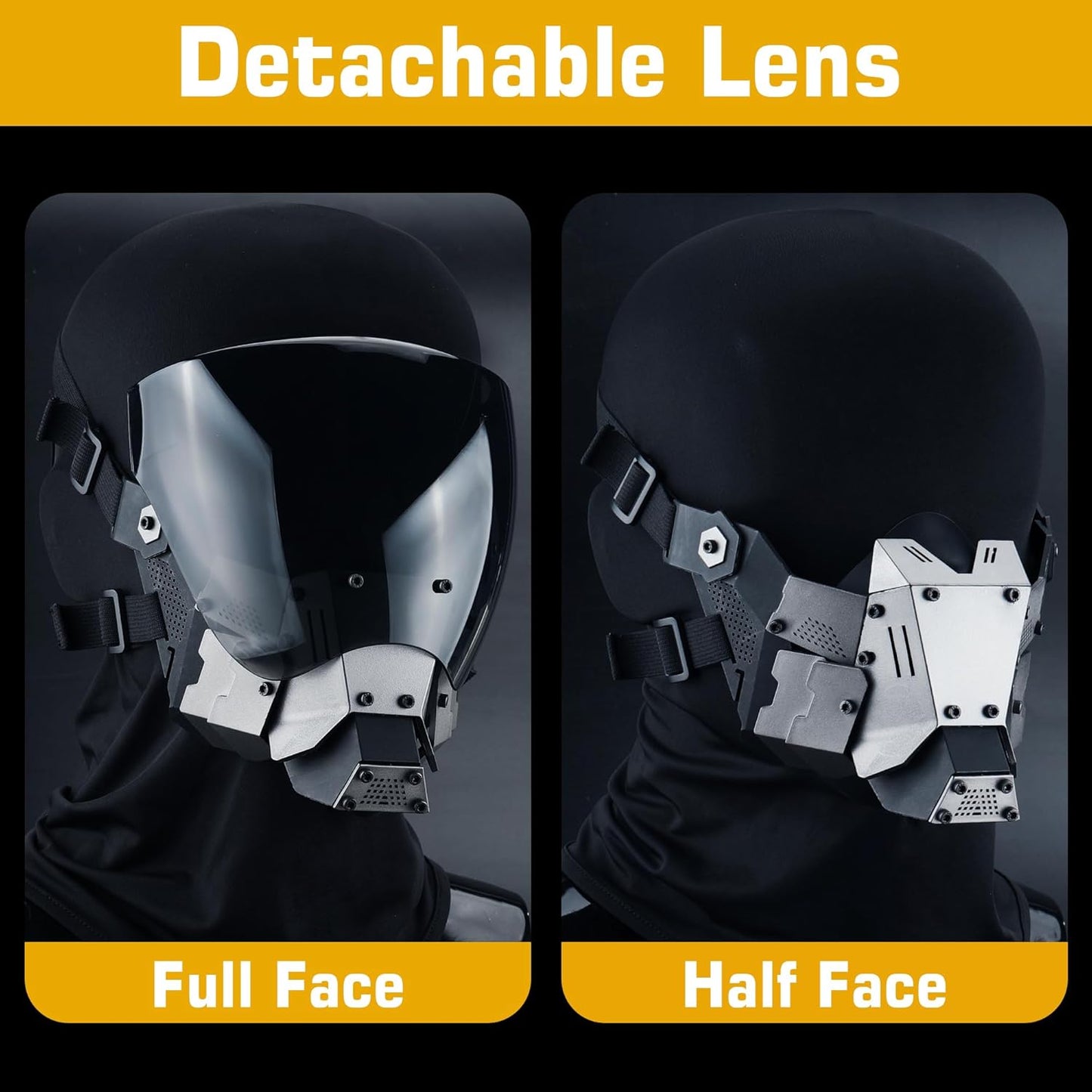 Tactical Full Face Airsoft Paintball Mask - Cyberpunk Balaclava for Halloween Cosplay & Movie Props