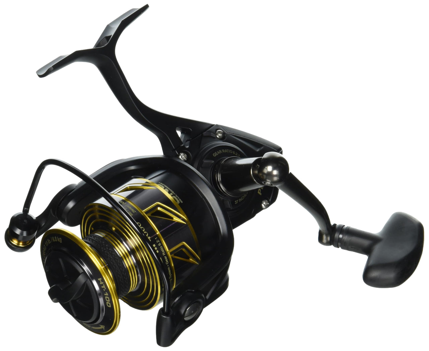 PENN Battle III Spinning Inshore Fishing Reel, HT-100 Front Drag, max of 15lb | 6.8kg, Made with Sturdy All-Aluminum Composition for Durability, 4000, black gold