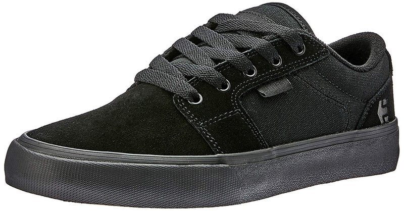 Etnies Barge LS – Classic Skate Look, Slim Vulcanized Silhoutte, Hefty Armored Collar, Reinforced Vulc - Black/Black/Black - 9.5
