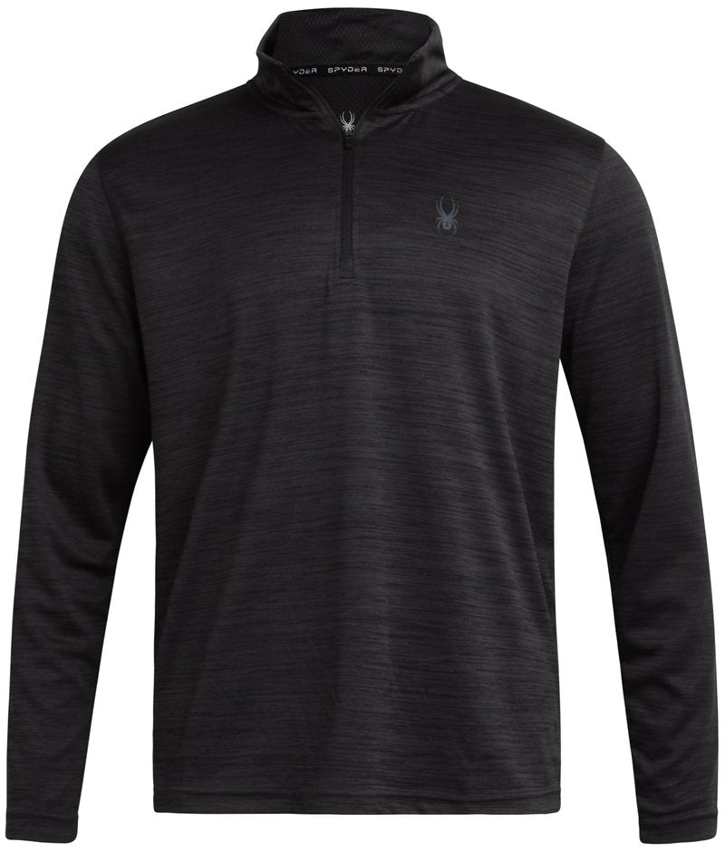 Spyder Mens Quarter Zip Pullover - Quick Dry Athletic Mens Long Sleeve Workout Shirts Lightweight Gym Golf Pullovers, Size Large, Heather Black