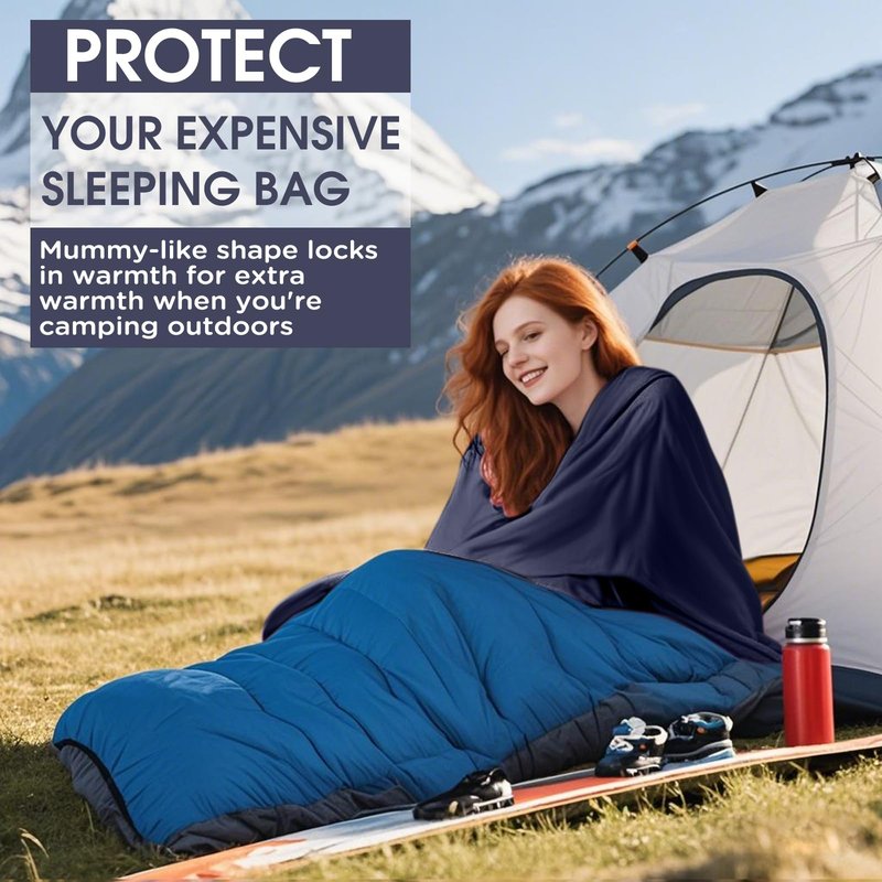 JAICOM Ultralight Sleeping Bag Liner - 5.3 oz Washable Adult Sleep Sack & Travel Sheets, Self Tan Sleep Sack with Two-Way-Zipper, for Backpacking, Hotel, Camping, Travel