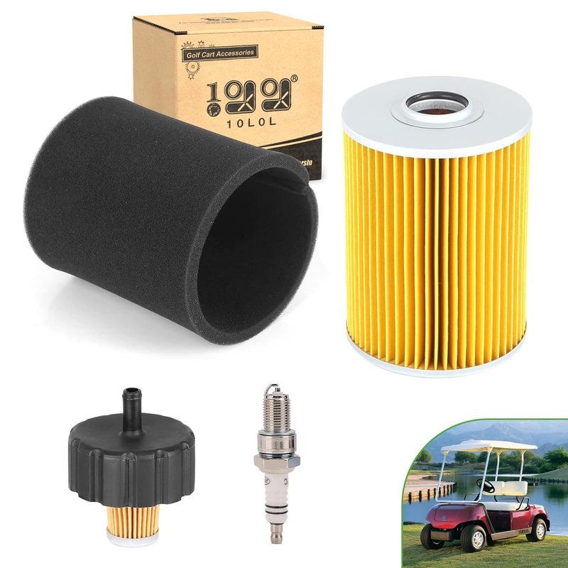 10L0L Tune Up Kit for Yamaha G2 G8 G9 G11 4 Cycle Gas Golf Cart 1985-1994, Replaces J10-14417-00 J38-14450-00, Air Filter Pre-Filter with Spark Plug Fuel Filter