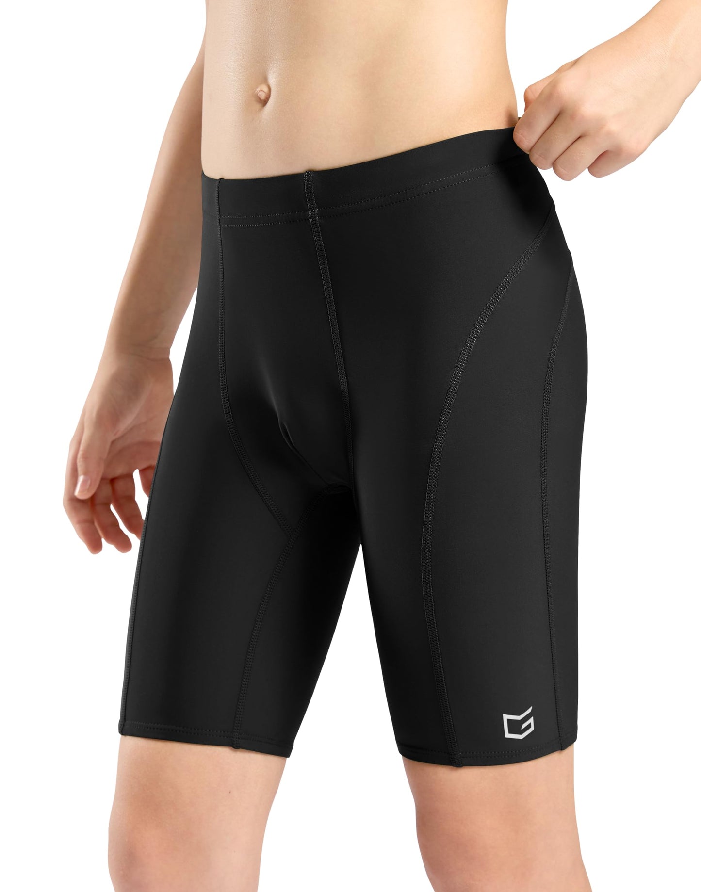 G Gradual Boys Swim Jammers Youth Competitive Swim Team Trunks Quick Dry Stretch Racing Swimsuit Swimming Shorts for Boy(Black,M)