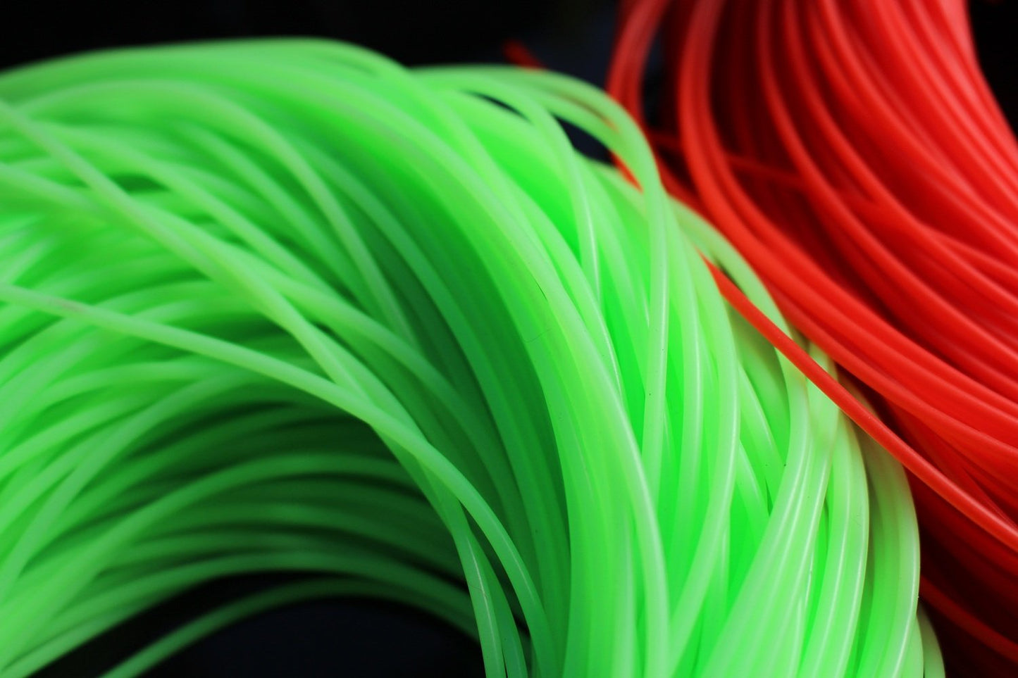 Tigofly 6m Red Luminous Green Silicone Tube 1mmX2mm Soft Flexible Hollow Tubing Fly Fishing Tying Tubes Materials (Assorted Each 3m)