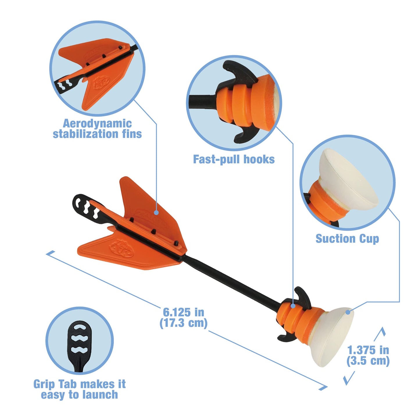 Zing Mini Suction Cup Arrow Refills 10 Pack, Compatible with Bullzeye Bow, Wrist Bow, Zano Bow & Firetek Zeon Bow, Short Range Indoor or Outdoor Active Play, for Ages 5 and Up