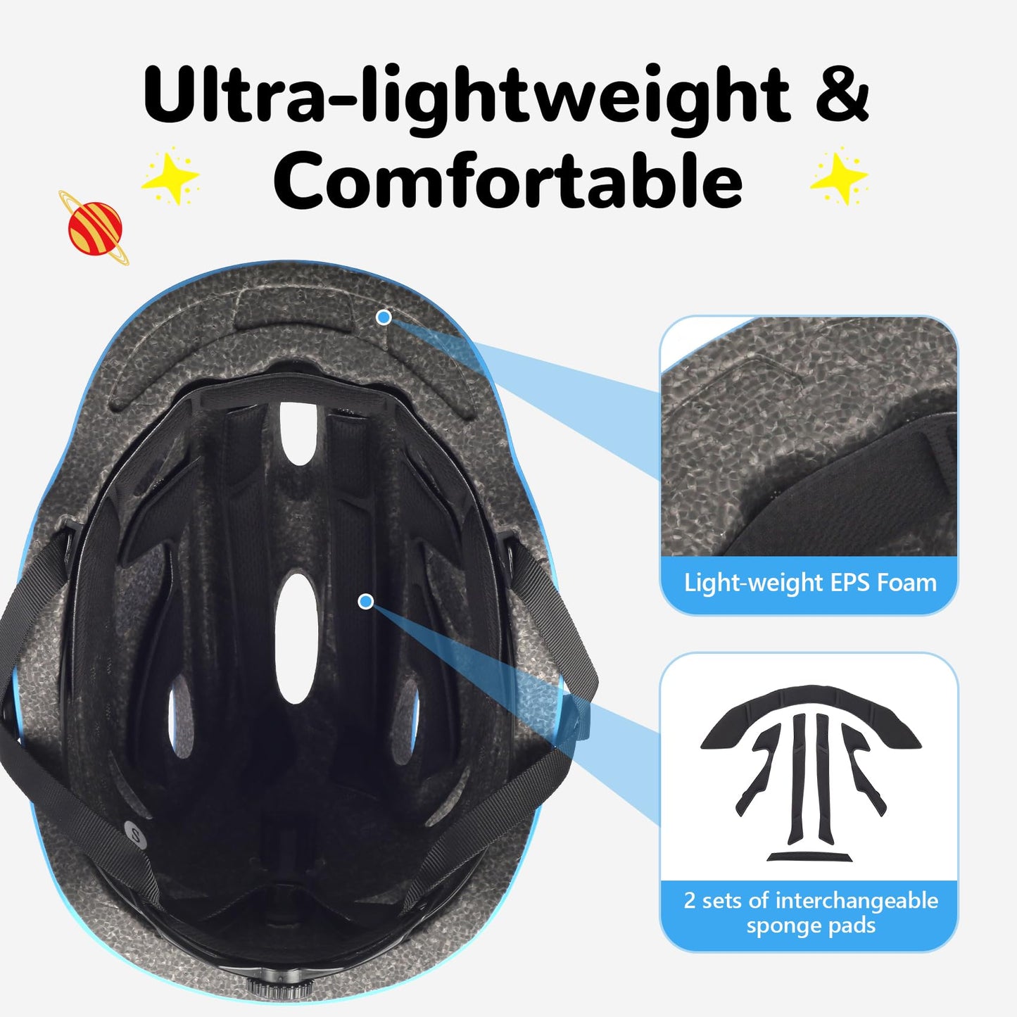 Kids/Youth Bike Helmet for Boys Girls and Teens, Adjustable and Multi-Sport for Bicycle, Kick Scooter, Skateboard, Roller/Inline Skate (Astronaut)