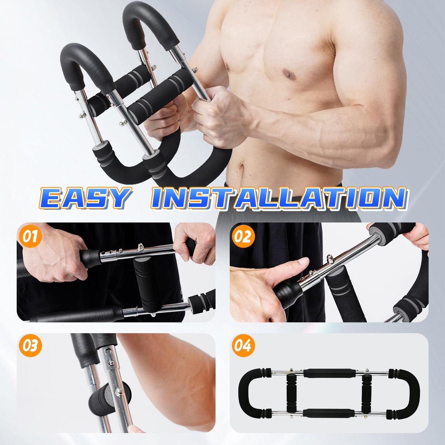 Twister Arm Trainer,Adjustable 40-90lbs Power Twister Bar,Twister Arm Exerciser,Arm Trainer with Chest Workout Equipment,Forearms Muscle Training Fitness Equipment