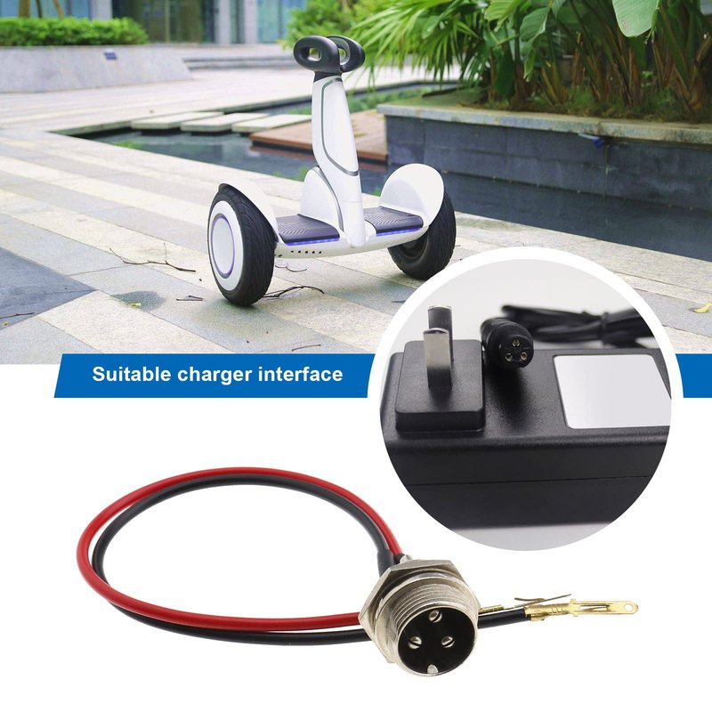 Create idea 2pcs Electric Scooter Charging Port Connector 3-Pin 2 Wire Inline Charger Connector Round Charging Port Replacement (3 Prong) Smart Charging Port