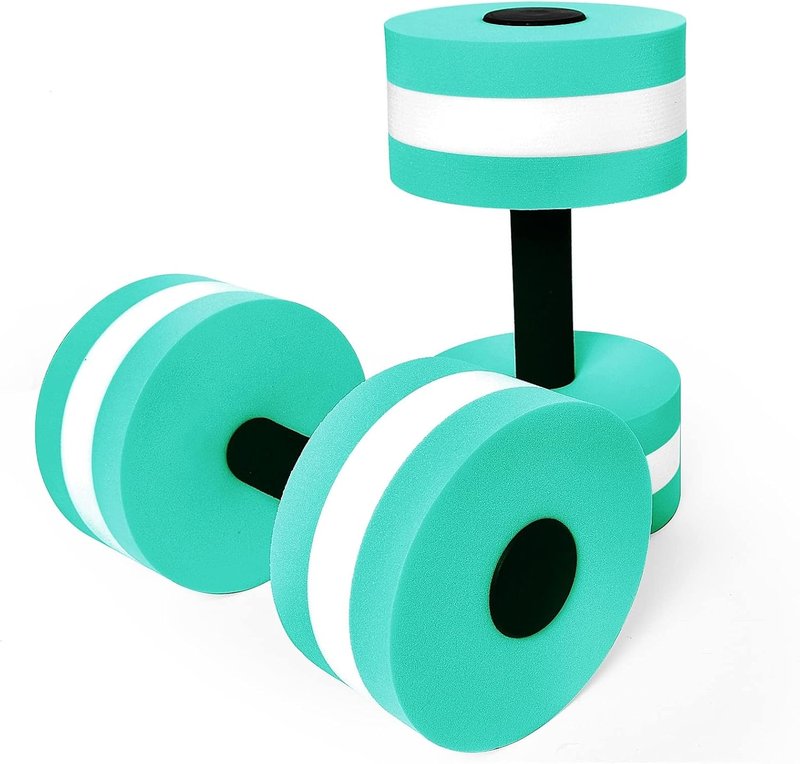 Aquatic Dumbbells Set of 2 | High-Density EVA Foam Water Weights for Pool Aerobics - Cyan