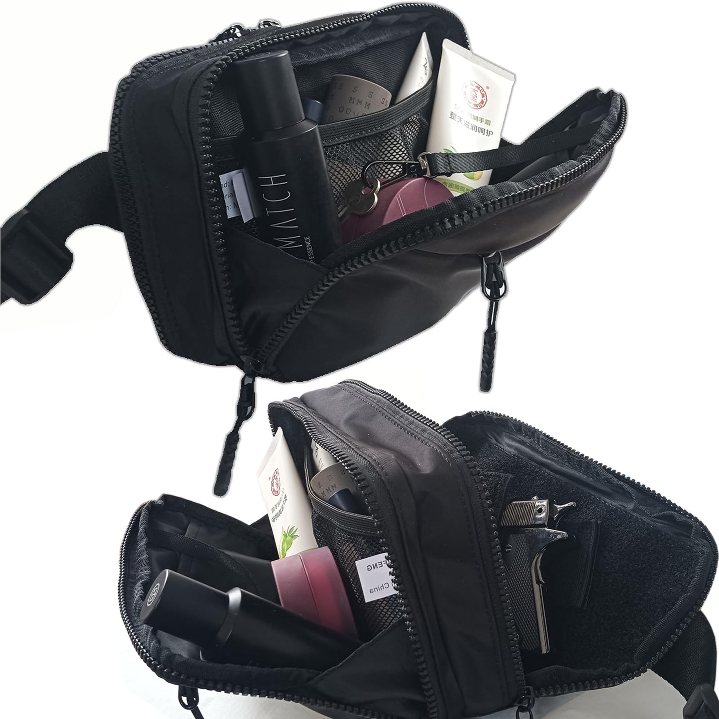 Security Carry Fanny Pack | Two-Way Locking Zipper & 60" Adjustable Strap (Plus Size to 60") | Tactical Nylon Waist Pack | Crossbody Bag for CCW, EDC, Travel, Work & Outdoor