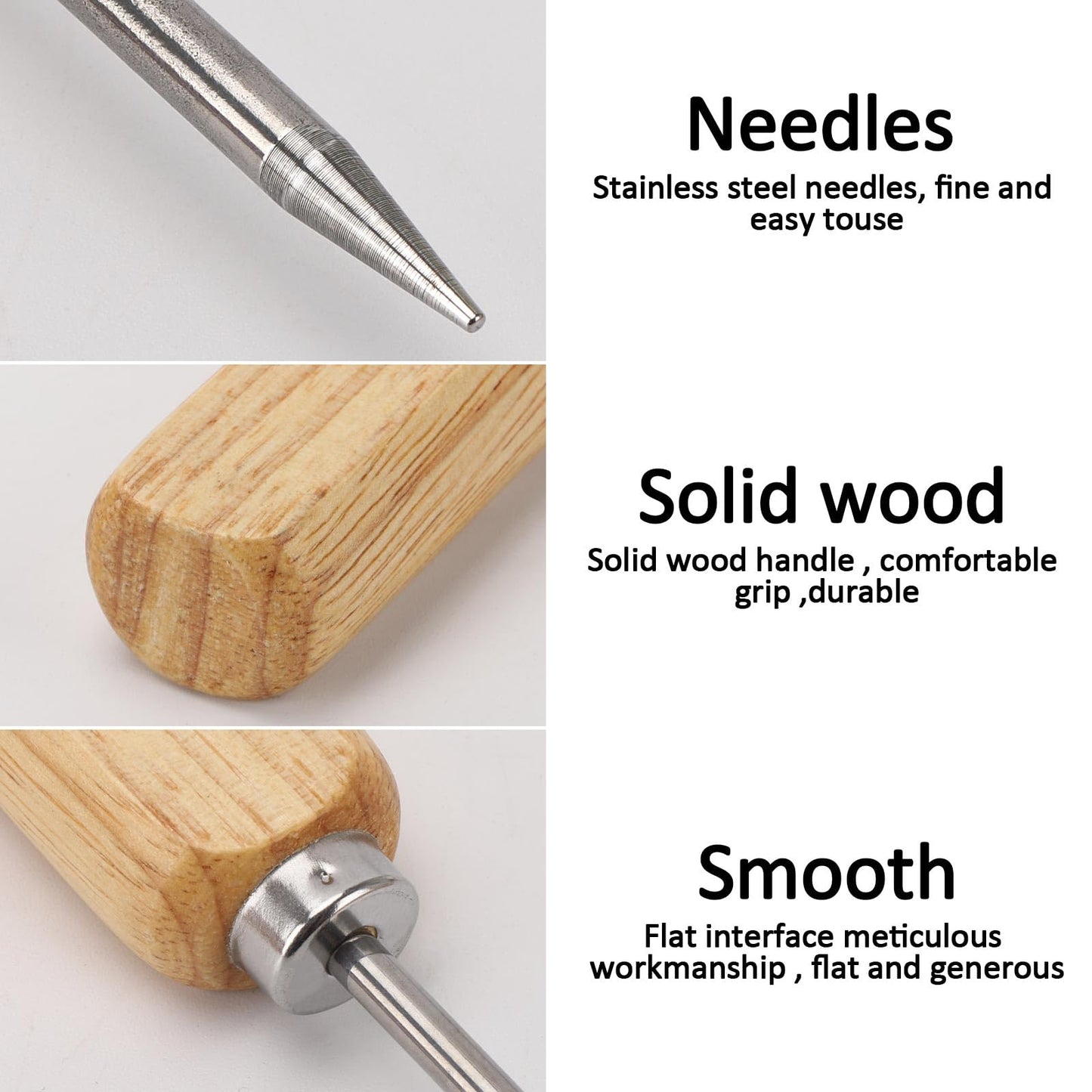 3 Pack Wooden Ice Picks with Cover, Pick Tool for Breaking Ice Ice Dispenser for Bartending, Ice Hockey Shaving, Bar, Banquet, Camping