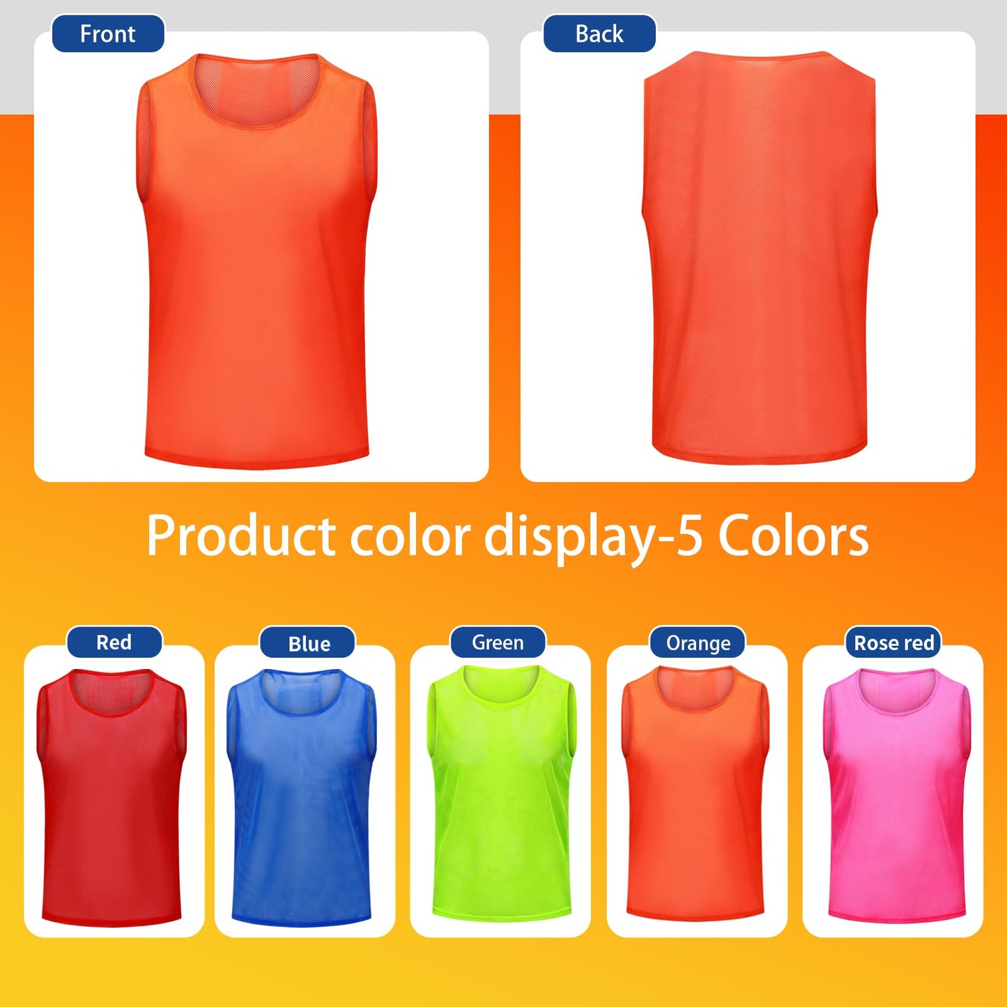 Antoyo Soccer Pinnies Youth with Numbers Scrimmage Team Pinnies Practice Vests Pinnies Jerseys for Basketball Soccer Football Bibs for Youth Adult