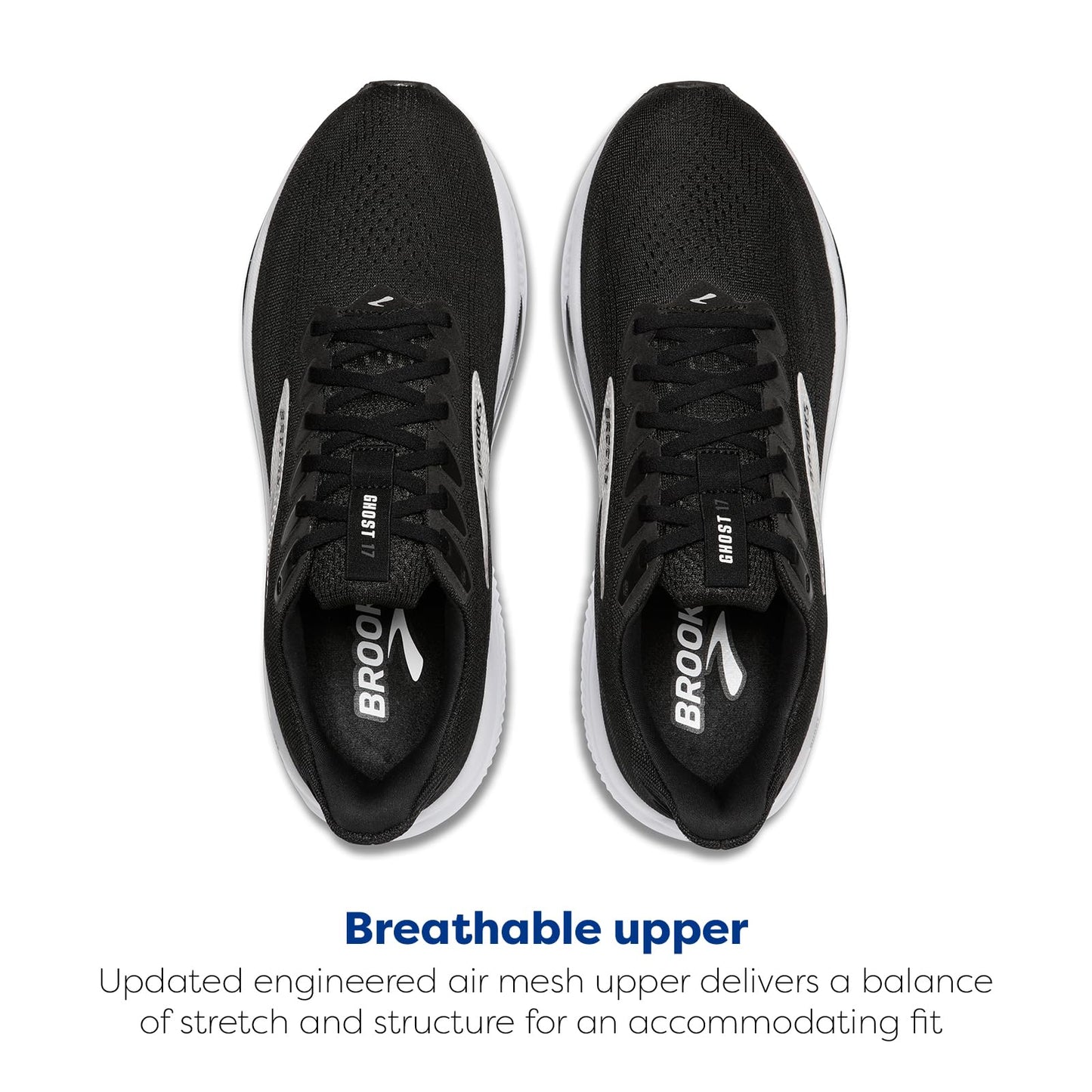 Brooks Men’s Ghost 17 Neutral Running Shoe - Black/Grey/White - 12.5 Wide