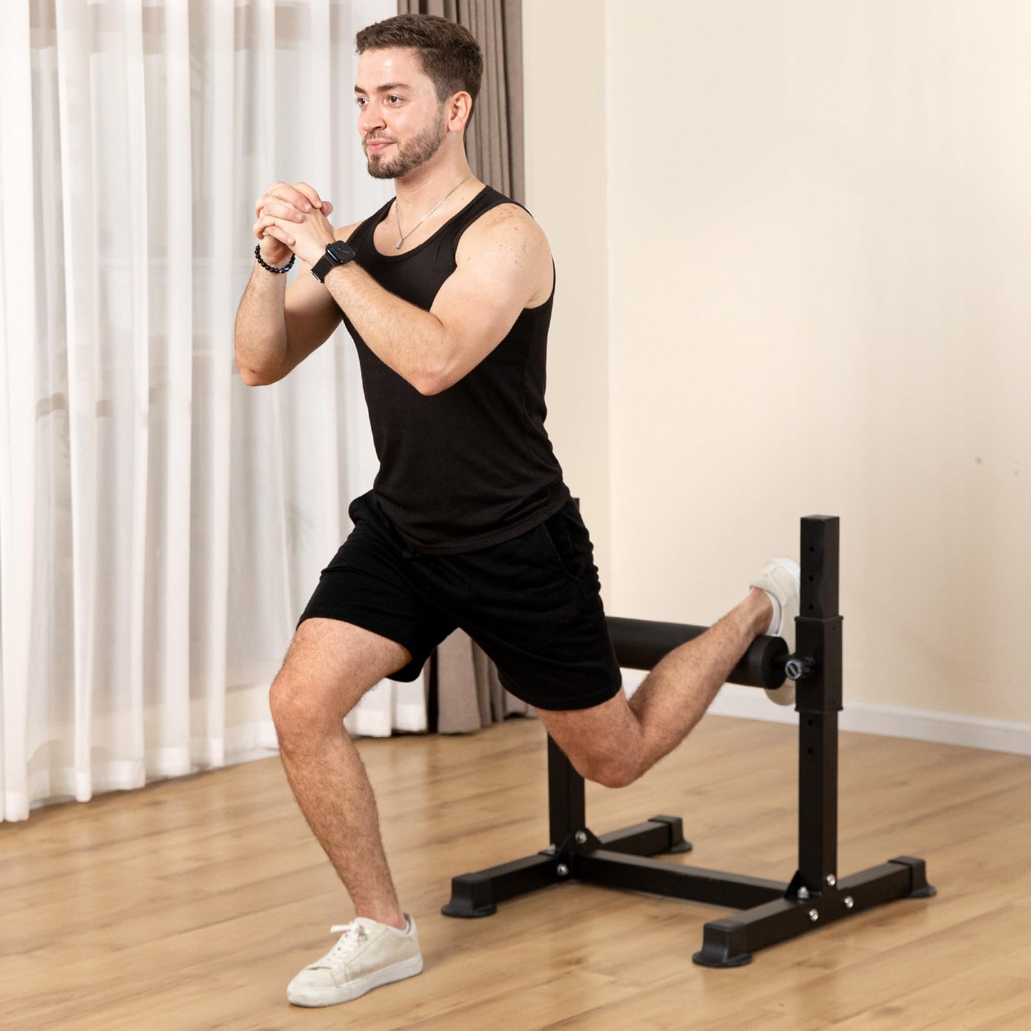 Cofiyard Bulgarian Split Squat Stand, Single Leg Squat Roller with 8 Adjustable Roller Heights, One Leg Squat Stand, Lower Body Workout Machine Home Gym