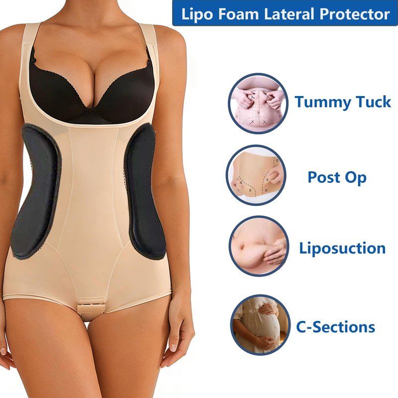 POYLKJGYT Post Surgery Lipo Foams,Lipo Foam Lateral Protectors,Abdominal Side Compression Boards for Women,Lipo Foams Post Surgery Tummy Tuck for Skin Firming and Waist Support.(2Pcs)