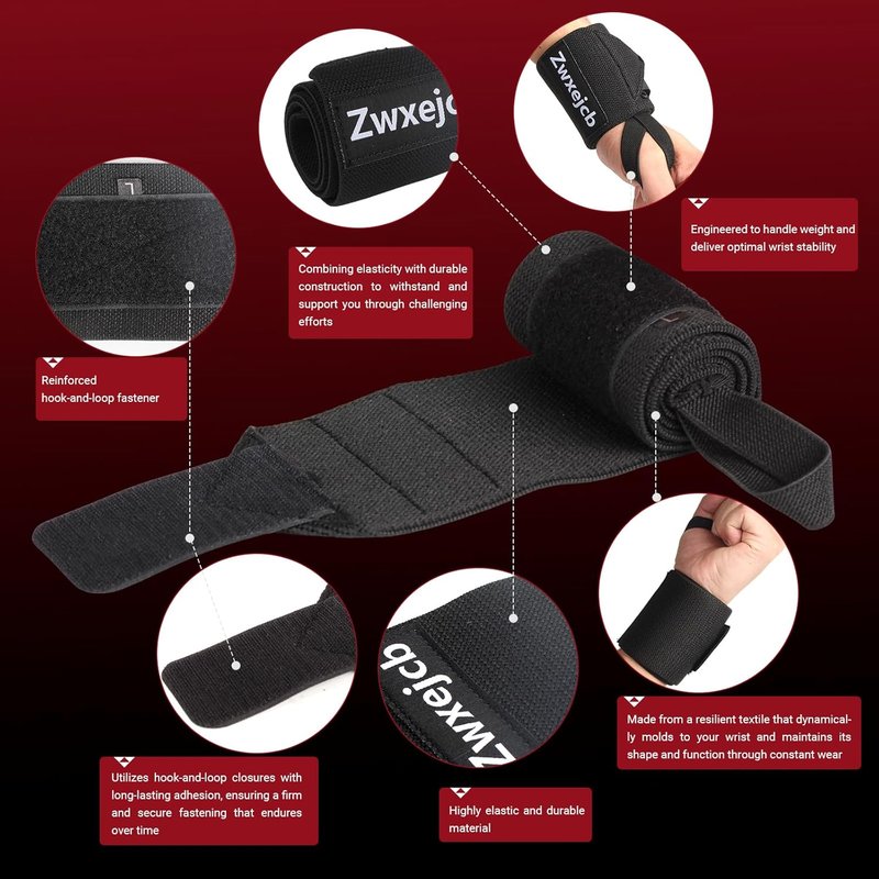 Weightlifting Wrist Wraps - Heavy-Duty Support for Strength Training | Premium Polyester & Nylon, Unisex, 1 Pair
