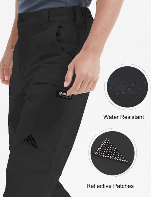 HARD LAND Men's Hiking Pants Lightweight 32" Cargo Tactical Pants for Men Stretch Water Resistant with Cargo Pockets Military Black 28