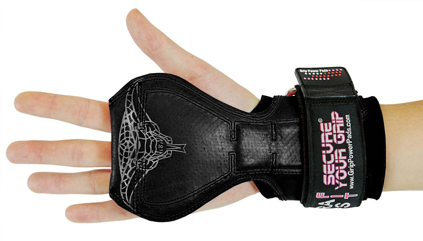 Cobra Grips Weight Lifting Gloves with Adjustable Neoprene Padded Wrist Wraps - Heavy Duty Alternative to Power Lifting Hooks for Deadlifts(FIT Black Rubber)