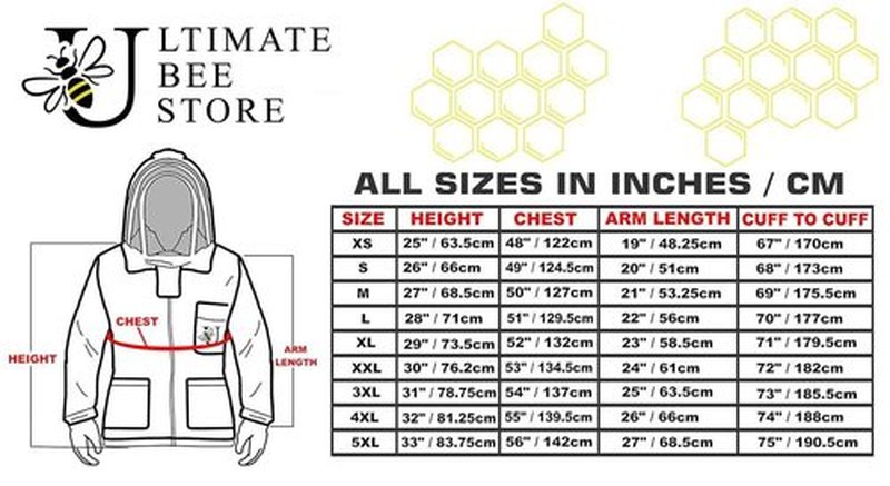 Ultimate Bee Store Ultra Ventilated Bee Jacket Beekeepers 3 Layer Beekeeping Jacket Sting Resistant Apiarist Jacket for Men & Women with Pair of Gloves (White Fencing Veil, Large)