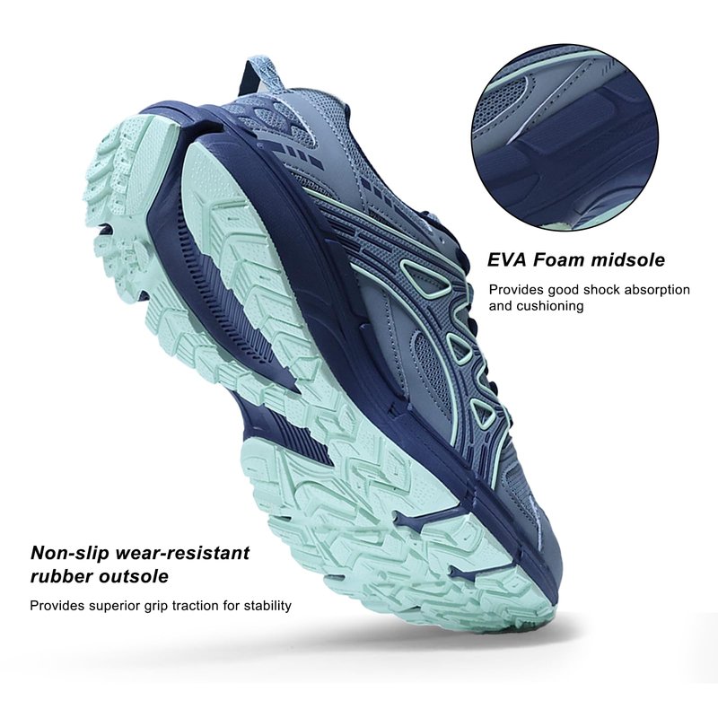 Sadmon Women's Non-Slip Trail Running Shoes Support Sneakers Tennis Shoes Casual Walking Sneakers ice-blue41