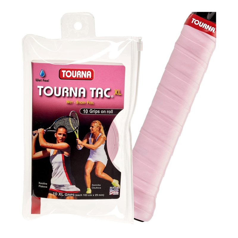 Tourna Tac 10 Pack Tacky Feel Tennis Grip, Pink , X-Large