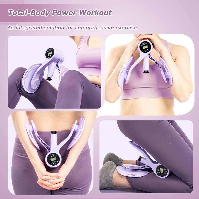 ZADBP Thigh Trainer [2026 Upgraded], 12-80LB Thigh Exerciser, LED Pelvic Floor Exercise Devices, 360° Inner Thigh Exerciser, Thigh Hip Trainer Kegel Excerciser with 50LB Resistance Band