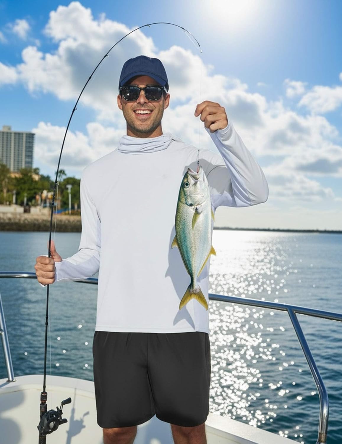 UPF 50+ Sun Protection Hoodie for Men - Quick Dry Long Sleeve Fishing & Hiking Shirt | Lightweight UV Rash Guard