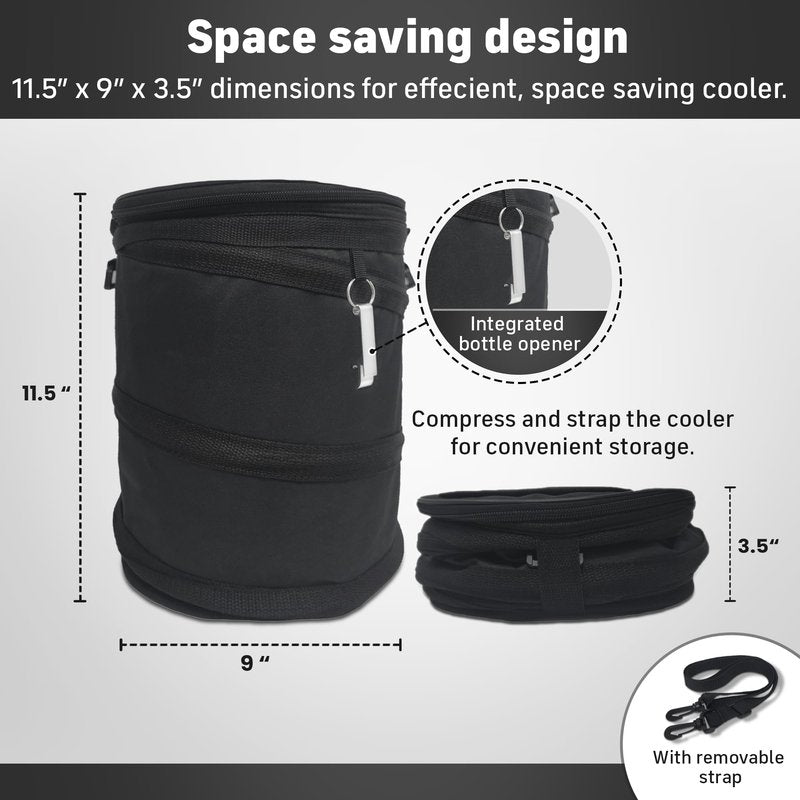 InTheZone Golf Cart Cooler – Soft-Sided, Collapsible, Insulated Cooler Bag | Attaches to Cart Basket or Fender | Durable, Leakproof, Portable – Great Gift for Golfers.
