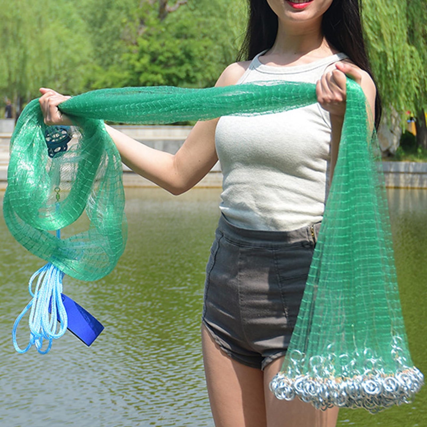 CINGHI LUSSO Easy Throw Cast Net for Fishing - Durable Fish Nets for Fishing with Smooth Casting, Perfect for Catching Fish, 8/9/10/12ft Radius