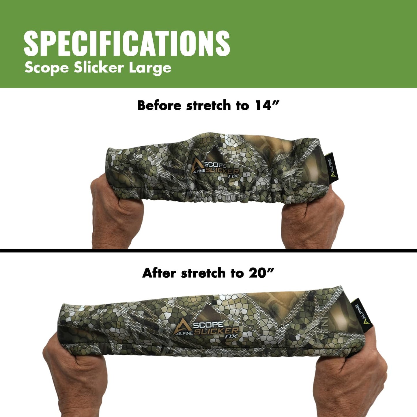 Alpine Innovations Slicker NX2 Hunting Rifle Scope Cover, Large fits 14"- 20", Vanish Tan