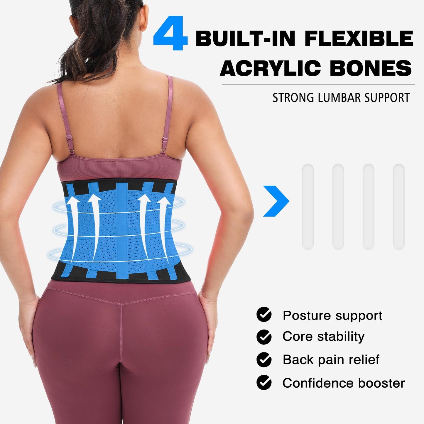 VENUZOR Waist Trainer Belt for Women - Waist Cincher Trimmer - Slimming Body Shaper Belt - Sport Girdle Belt (UP Graded)(Blue,XX-Large)