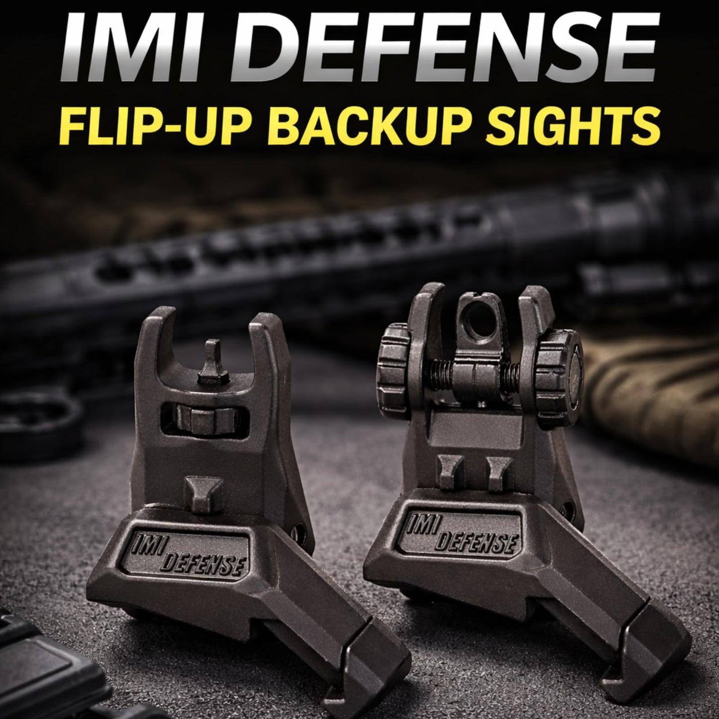 45 Degree Offset Flip Up Iron Sights – IMI Defense Low Profile Canted Flip Sights, Fast Target Transition, Dual Aperture, Secure Locking, Picatinny Compatible (Black)