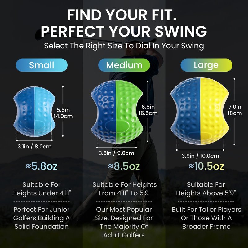 Amy Sport Golf Ball Training Aid with Adjustable Lanyard, Convenient Portable Impact Balls & Teaching Posture Correction Trainer for Men Women Beginner Golfer (Green-Medium)