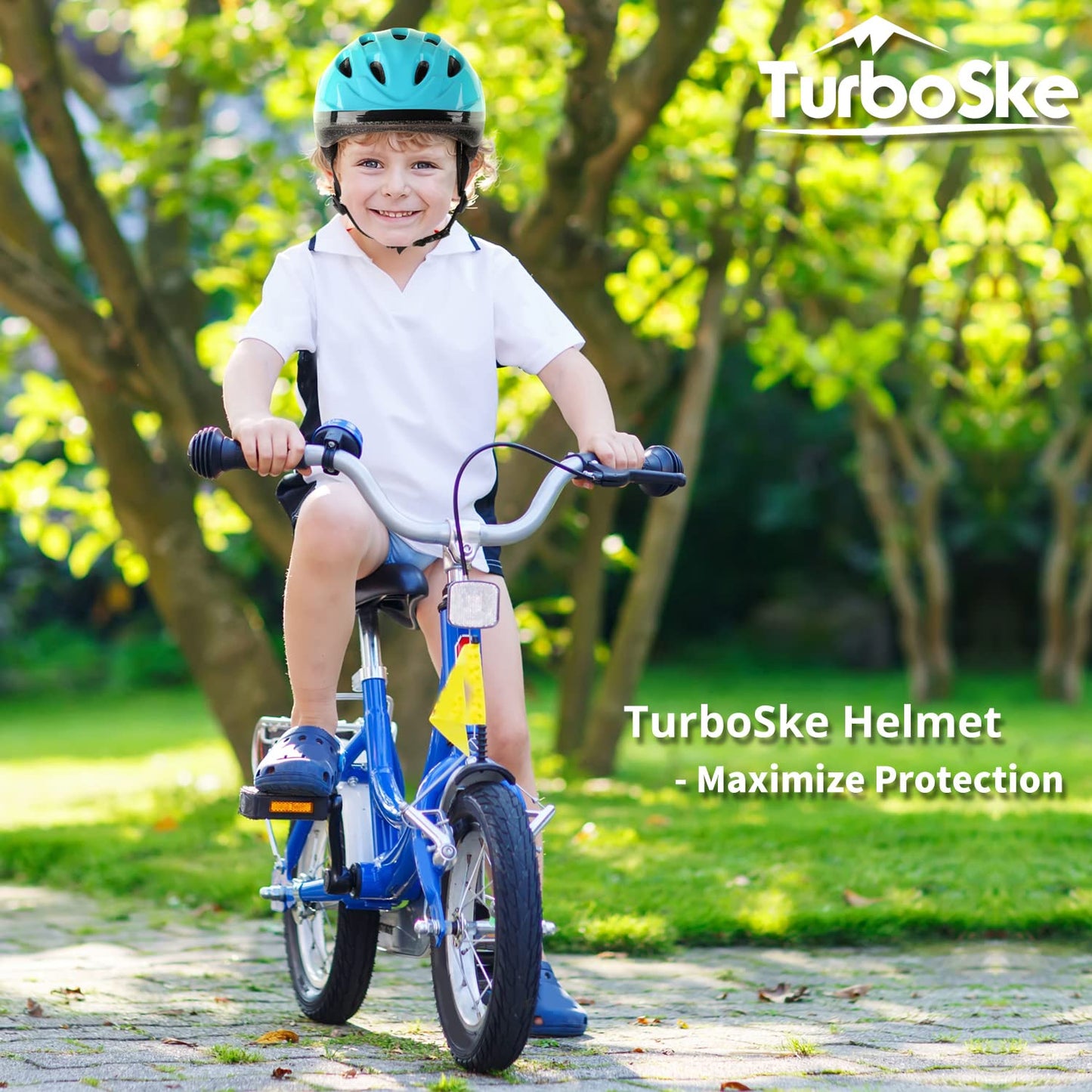 TurboSke Toddler Kids Bike Helmet, Multi-Sport Helmet Size Adjustable for Boys and Girls (Aqua Blue, Small: 48-52cm/18.8"-20.5")