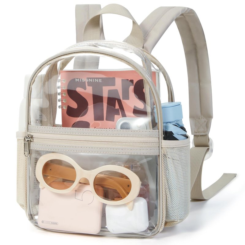 Missnine Clear Mini Backpack Stadium Approved, Thick PVC Mini Clear Bag for Sport Events, Concert, Festival