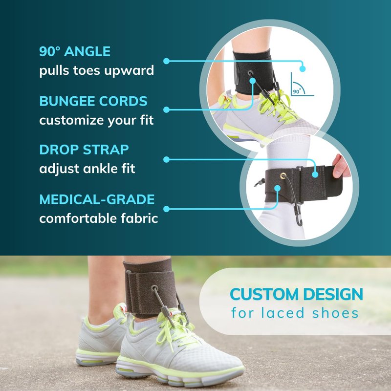 BraceAbility AFO Foot Drop Brace - Adjustable Soft Ankle Foot Orthosis Drop Foot Brace for Men and Women, Walking with Shoes, Toe Lifter Support, Dorsiflexion Assist Brace Fits Left or Right (L/XL)