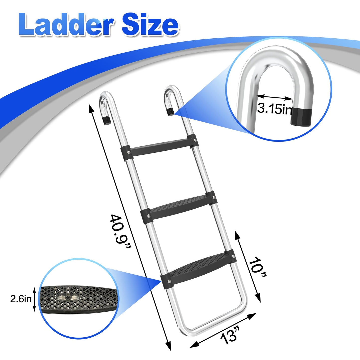 polwkscas Trampoline Ladder, Universal Easy-to-Assemble 3-Step Trampoline Steps with Waterproof Wide Steps, Proof Wide Step, Universal Trampoline Stairs Accessories for Kids Children (Black, 3 Steps)