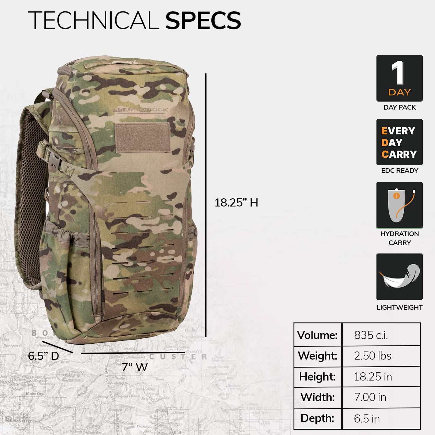 Eberlestock Bandit Pack - Rugged EDC Backpack Built For The Office Or The Outdoors (Multicam)