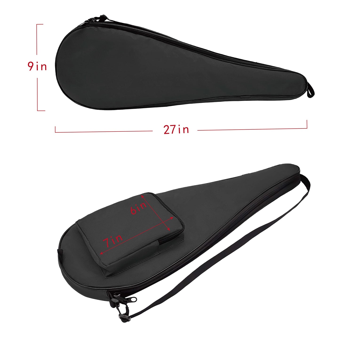 Silfrae Full Size Squash Racquet Cover Racquet Bag for 2 Squash Rackets (Black)