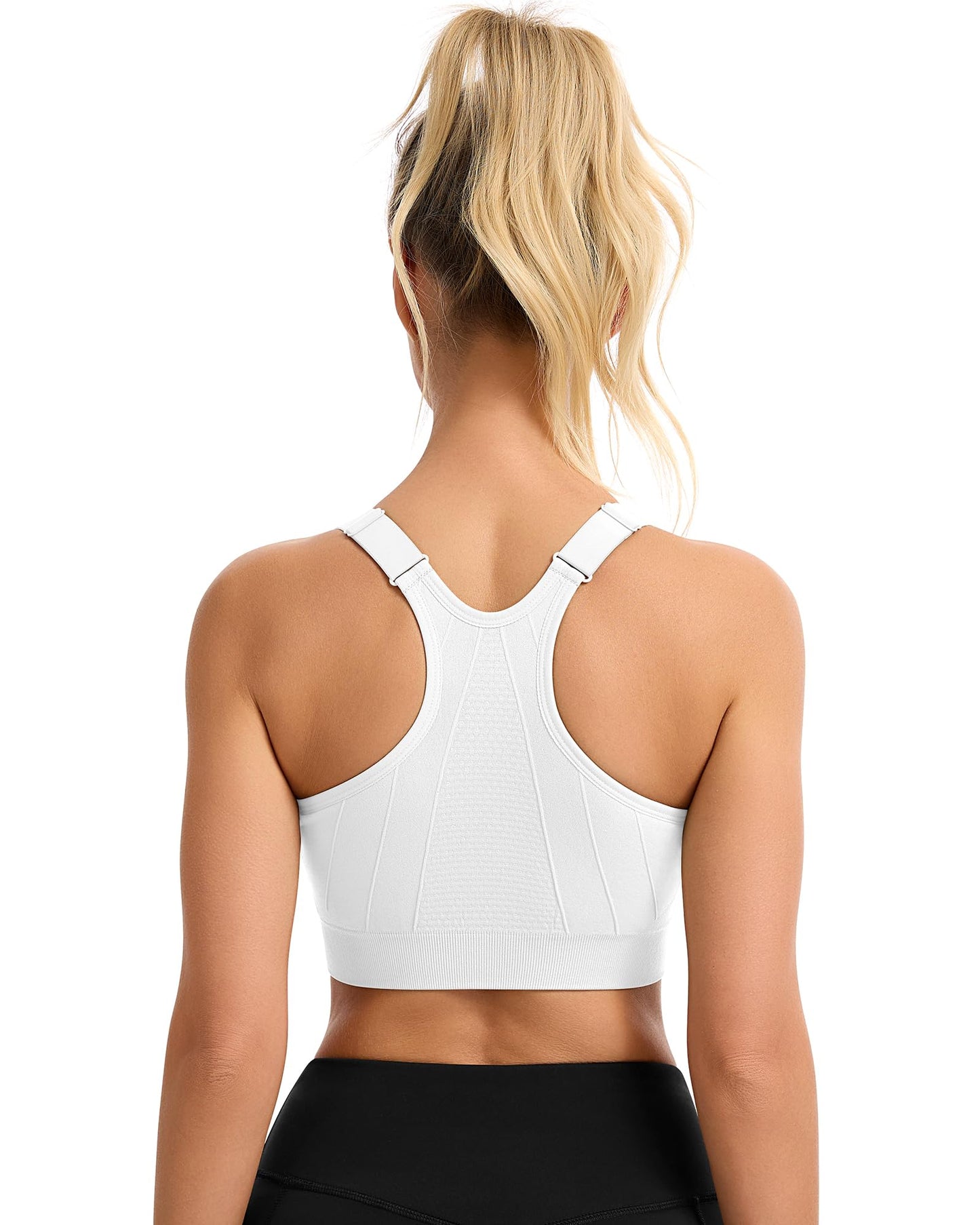 WANAYOU Women's Zip Front Sports Bra Wireless Post-Surgery Bra Workout Bras