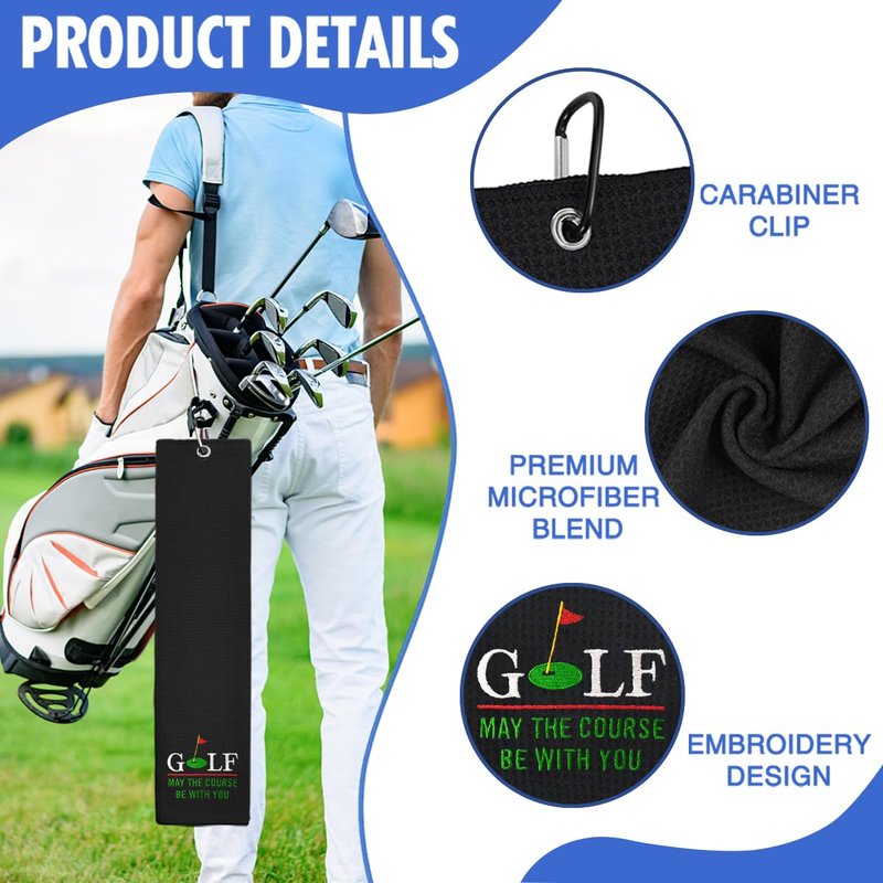 Hafhue Golf May The Course Be with You Embroidered Towel, Golf Gifts for Him or Her, Retirement Gifts for Dad, Golfs Accessory for Golfs Bags, Funny Golf Gifts for Men on National Golf Day