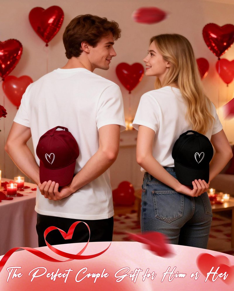 Zando 2026 Trendy Unisex Valentines Baseball Caps Embroidered Heart Hats for Women Preppy Dad Mom Adjustable Purple Ball Cap Plain Cotton Trucker Hat for Workout Running Golf Tennies Travel One Size