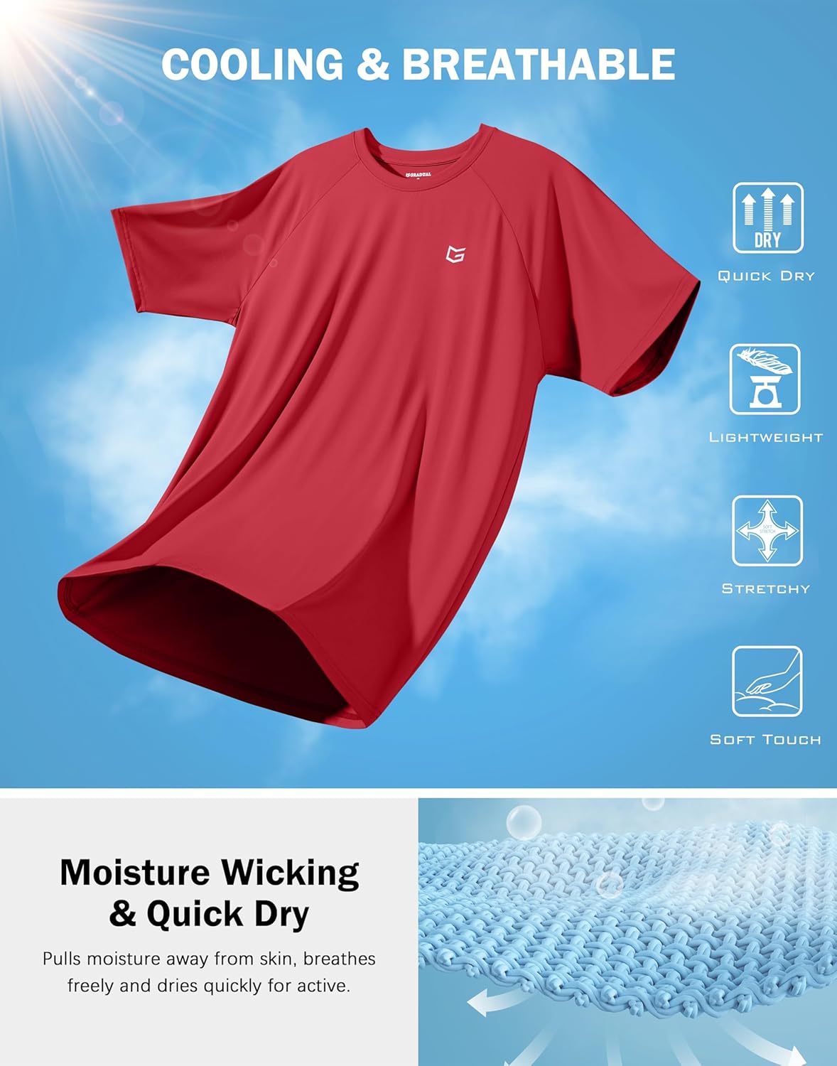 Men's Athletic Workout T-Shirts - Moisture Wicking Cooling Performance Tee for Gym & Running | Short Sleeve